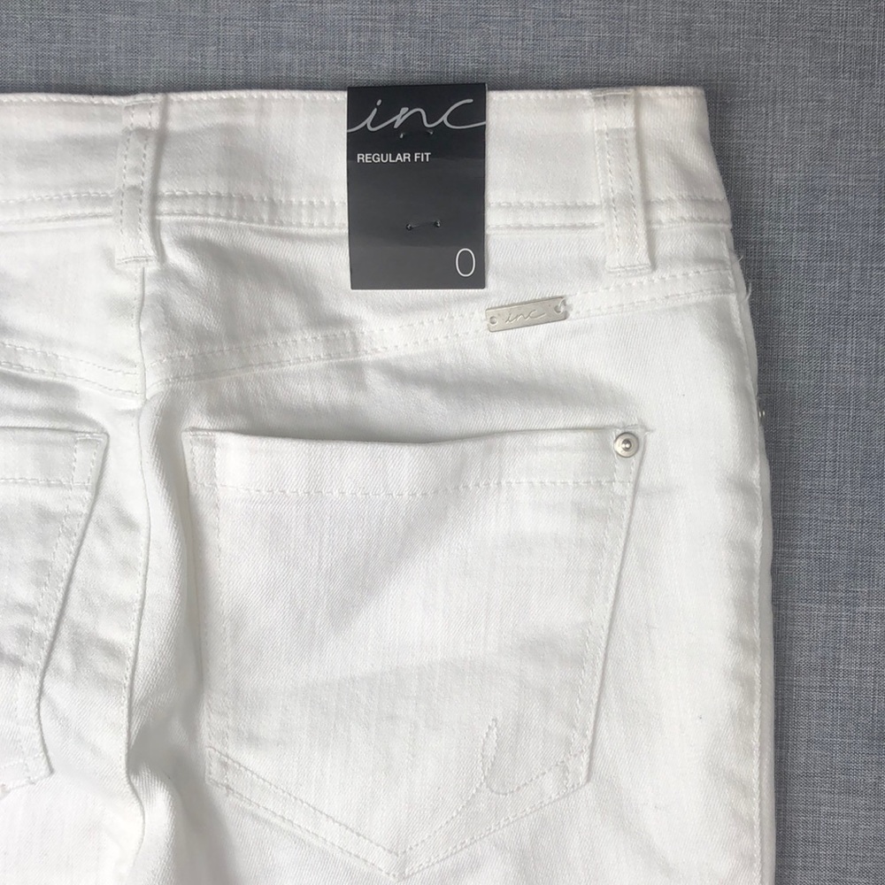 INC White Fringe Trim Cropped Jeans Size 0 & 2 - Picture 5 of 6